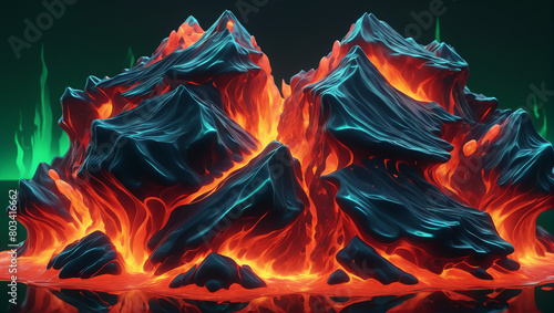 Visuals of liquid magma in shades of navy blue, fiery red, and forest green, pulsating and pulsing against a plain background with subtle lighting, capturing the essence of passion ULTRA HD 8K