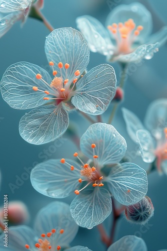 A close up of a flower with orange and blue petals  AI