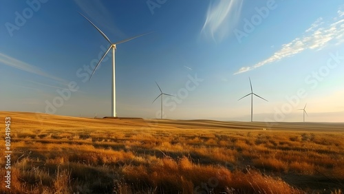 Using Wind Turbines in Fields to Produce Green Hydrogen for Nitrogen Fertilizer. Concept Renewable Energy, Green Hydrogen, Wind Turbines, Agriculture, Nitrogen Fertilizer