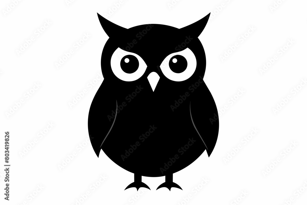 Black owl silhouette on white background Black owl silhouette on white background