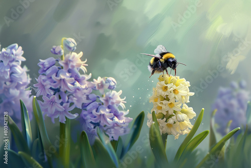 A bumblebee buzzing around a cluster of fragrant hyacinths, adding its37. gentle hum to the Easter ambiance. © colors