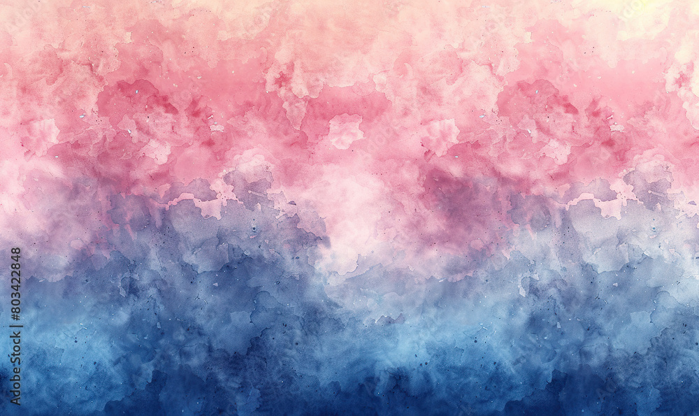 Abstract sky with soft pink and blue watercolor clouds. , Generate AI