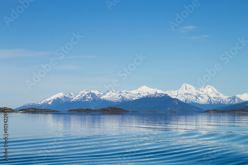 Navigation on Beagle channel, beautiful Argentina landscape