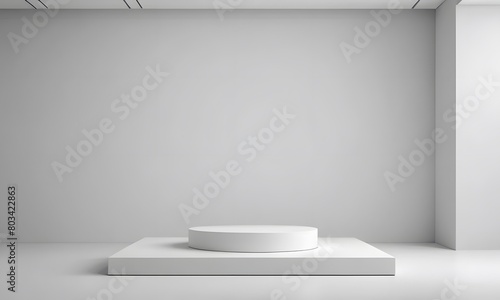 minimal background podium and white background  garage theme for product presentation