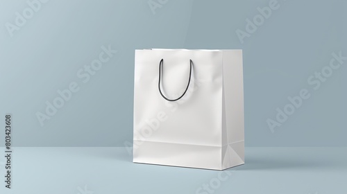 Realistic shopping paper bag mockup for branding and corporate identity design isolated in white.