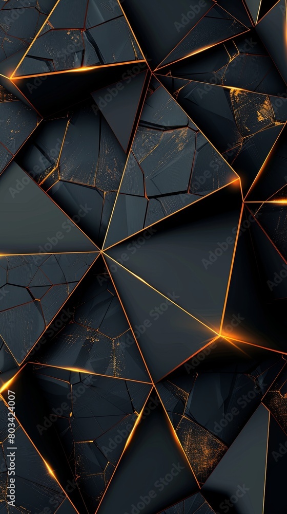 A black and gold abstract design with a lot of triangles A black and gold abstract design with a lot of triangles