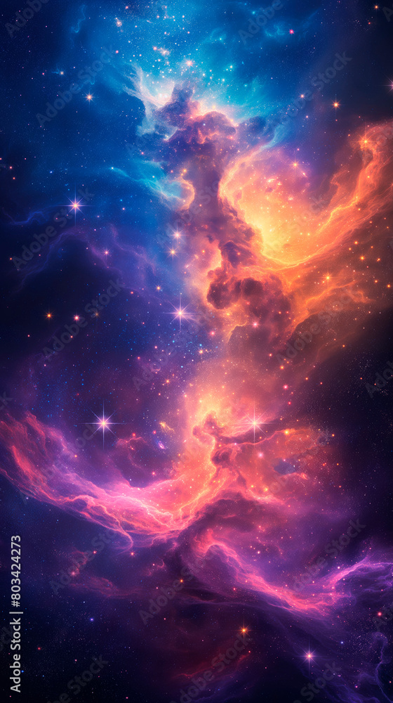Artistic Representation of a Colorful Cosmic Nebula