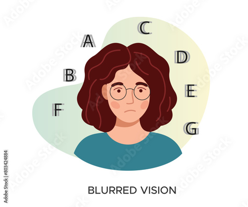 Digital Eye Strain, Blurred Vision - Stock Illustration