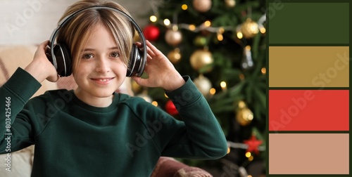 Cute little boy listening t...