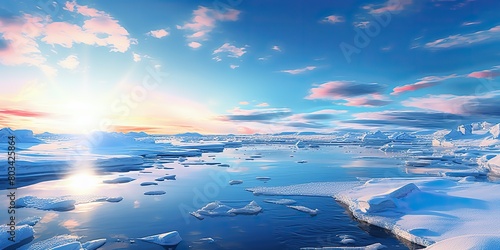 Polar north arctic ice frozen sea ocean water winter background landscape at sunny day view © Graphic Warrior