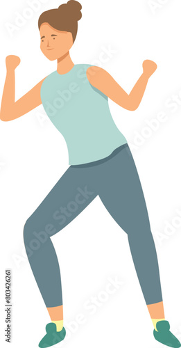 Muscular zumba move icon cartoon vector. Pleasure workout. Dancing human