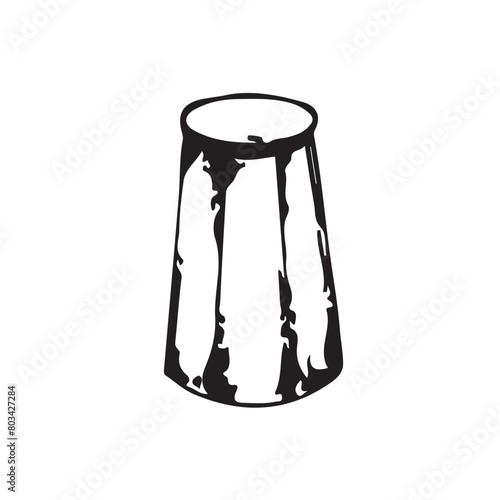 Salt shaker. Kitchen equipment rendered in vector. Salt shaker, seasoning for prepared food drawn with a black outline. Suitable for kitchen design, fabric, tableware.