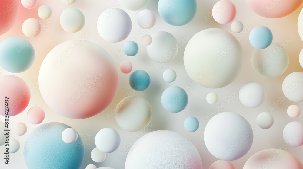 Soft pastel colored spheres floating in a dreamy backdrop