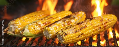 A close up of the grilled corns, food concept.