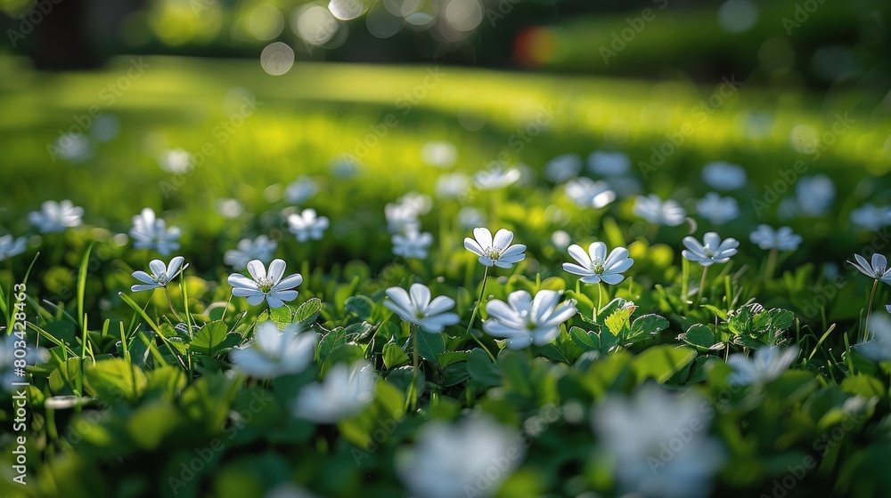White Flowers Scattered Among Grass