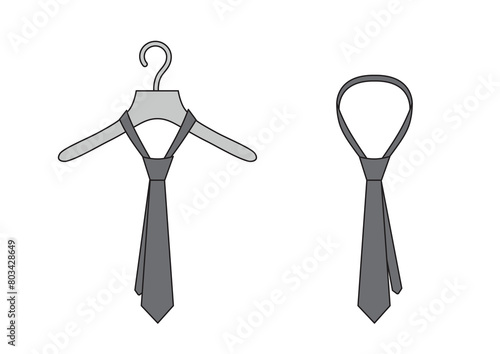 Set of ties, grey tie on hanger.