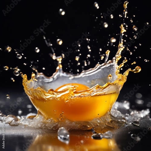 Culinary ballet: macro photography of a falling egg