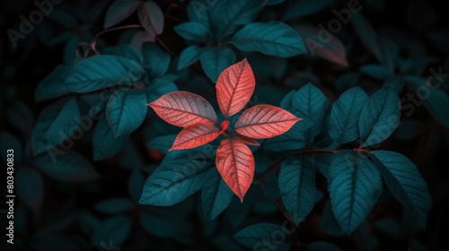 Vibrant Red Blossom Amidst Verdant Foliage © Miodrag