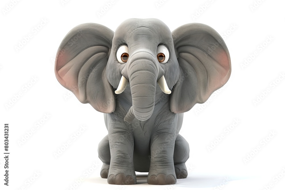 Charming cartoon elephant, isolated on a white background. Cute Baby elephant. Concept of wildlife, playful characters, funny animals, kids illustration. Digital art Charming cartoon elephant, isolated on a white background. Cute Baby elephant. Concept of wildlife, playful characters, funny animals, kids illustration. Digital art