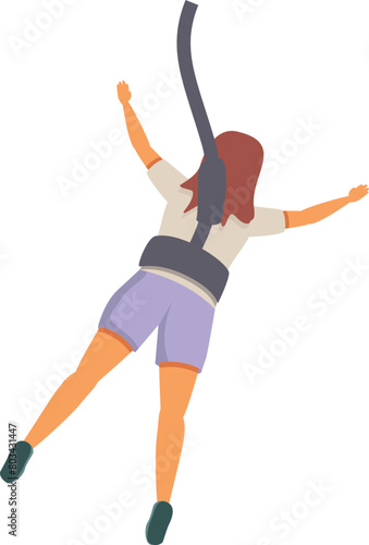 Female jumper icon cartoon vector. Bungee jumping. Extreme flying