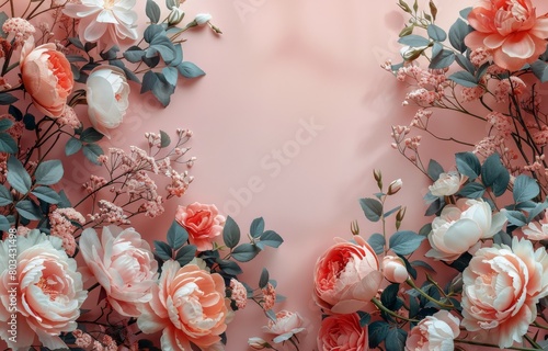 Pink Background With Pink and White Flowers