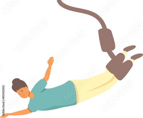 Adventure fall icon cartoon vector. Bungee jumping. Character jump