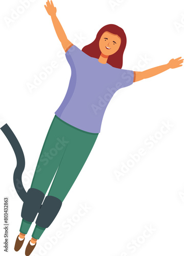 Sport fall rope icon cartoon vector. Bungee jumping. Recreation cord