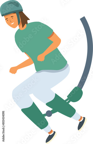Bungee jumping with equipment icon cartoon vector. Danger free risk. Freefall character