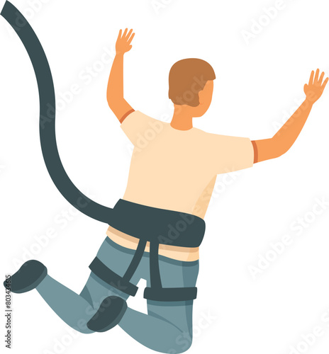Guy bungee jumping icon cartoon vector. Teen risk free fall. Freedom adrenaline