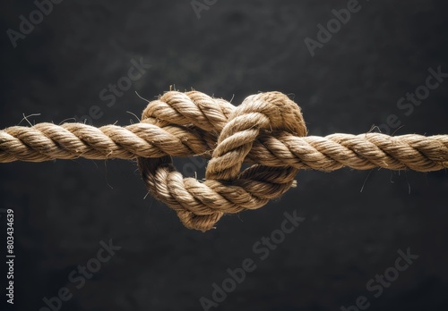 Dependence and reliance on a trusted partner symbolized by two ropes tied as an unbreakable chain, embodying strength and support in the trust concept
