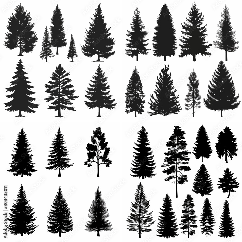 black tree silhouette set pure badge eco outline recreation breath emblem label protection graphic pine trunk woodland black tree silhouette set pure badge eco outline recreation breath emblem label protection graphic pine trunk woodland