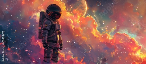 astronaut in a colorful galaxy