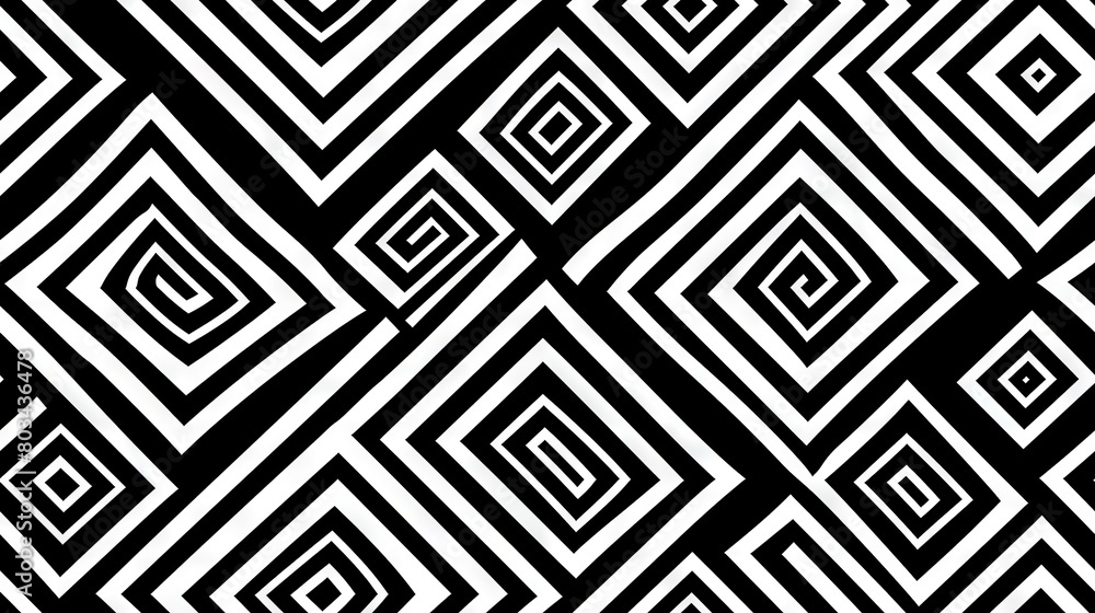 A black-and-white image features a grid of squares and rectangles in the center, surrounded by a diagonal pattern A black-and-white image features a grid of squares and rectangles in the center, surrounded by a diagonal pattern