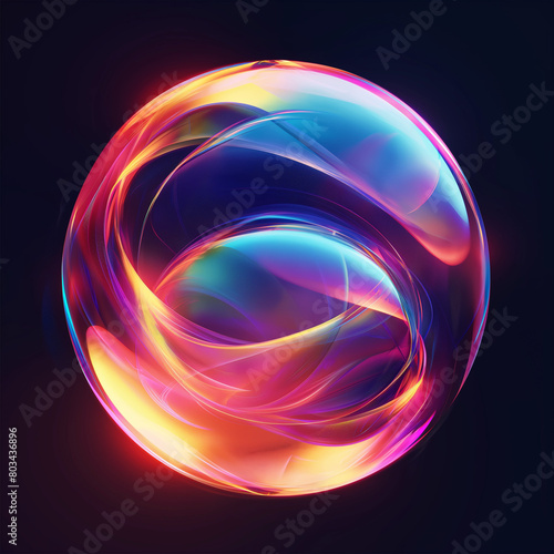 Radiant Color Sphere in Dynamic Neon Swirls
