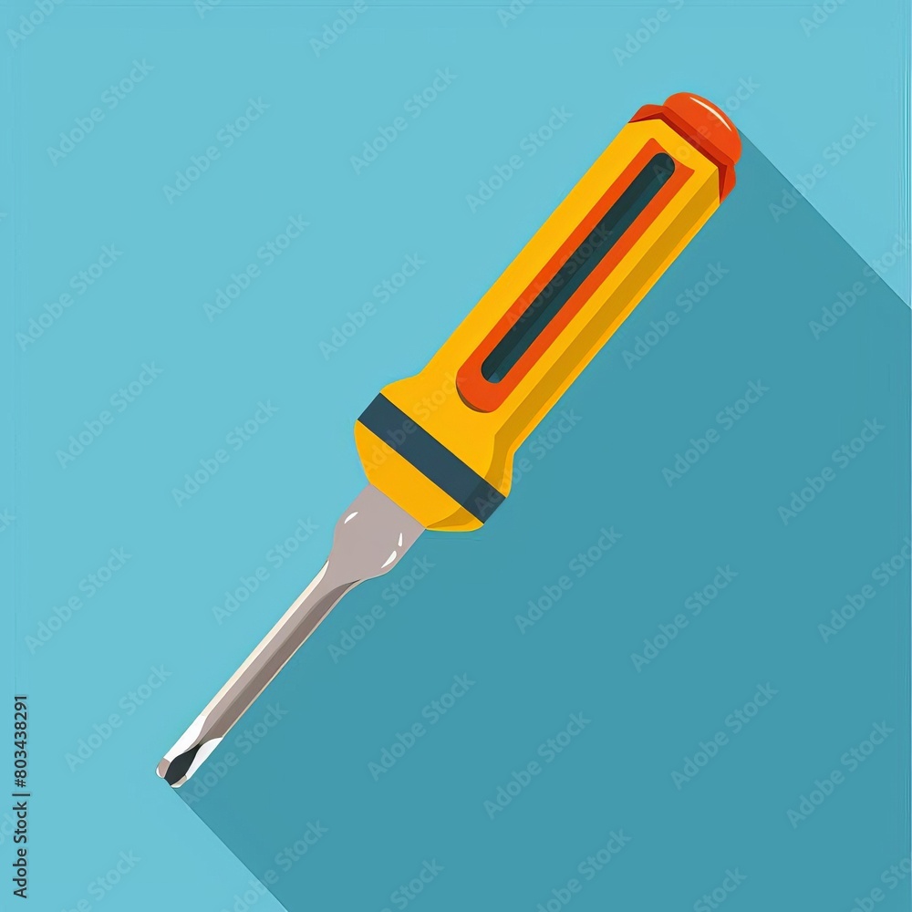 An illustration of yellow and orange screwdriver on blue background An illustration of yellow and orange screwdriver on blue background