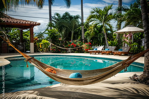 A poolside hammock swaying gently in the breeze, inviting the couple to relax and unwind.