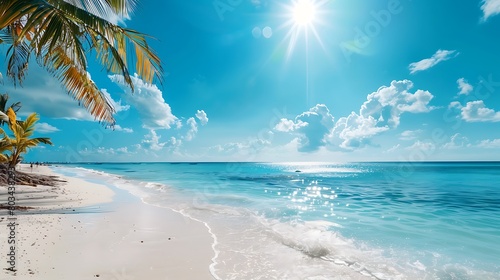 Fototapeta Naklejka Na Ścianę i Meble -  Enjoying holidays in beach in suny day