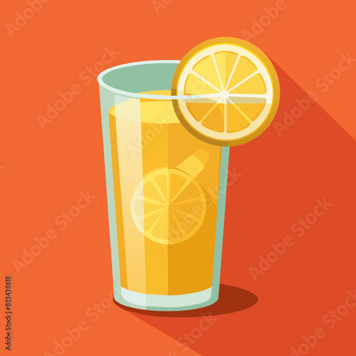 Vector illustration of a glass of lemonade on a colorful background