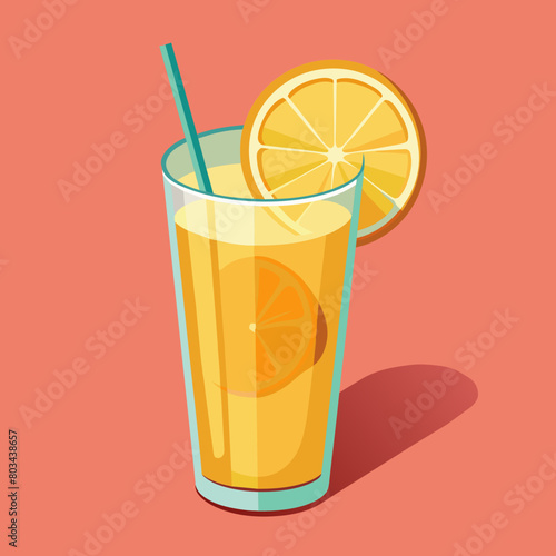 Vector illustration of a glass of lemonade on a colorful background