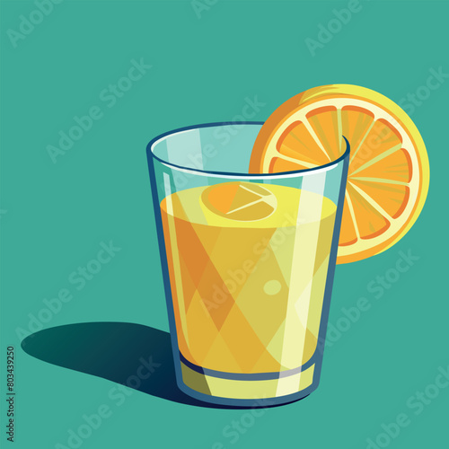 Vector illustration of a glass of lemonade on a colorful background