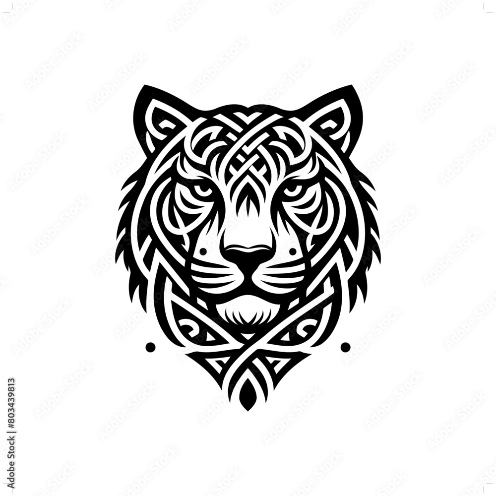 Tiger silhouette in animal celtic knot, irish, nordic illustration Tiger silhouette in animal celtic knot, irish, nordic illustration