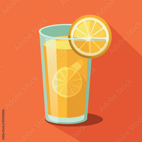 Vector illustration of a glass of lemonade on a colorful background