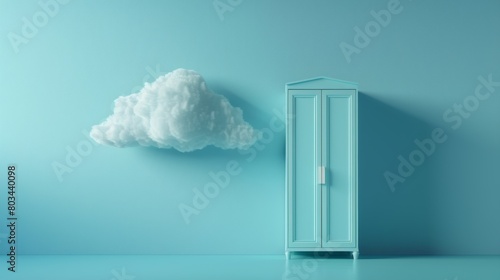 Surreal room with cloud and wardrobe