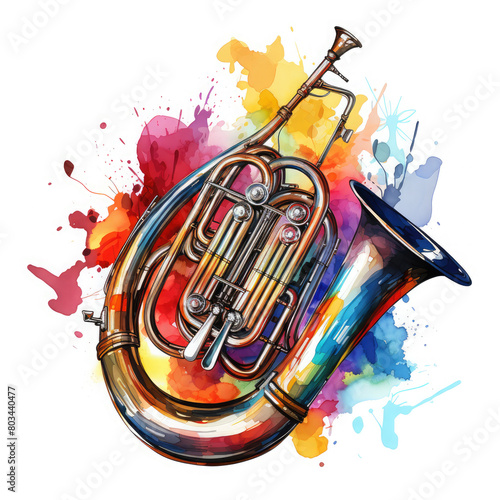 Watercolor Tuba Illustration  Generative Ai