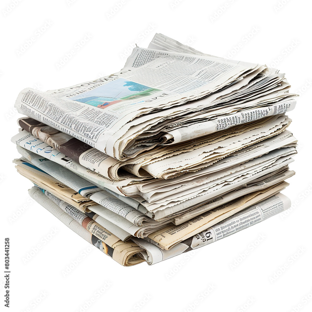 a stack of newspapers lies on white background,png a stack of newspapers lies on white background,png