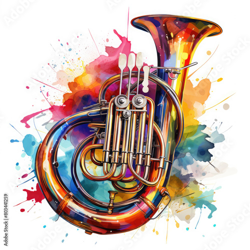 Watercolor Tuba Illustration  Generative Ai