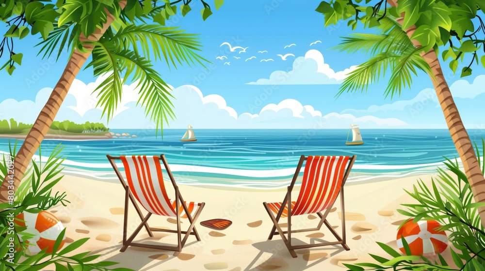 summer clipart illustration , vibrant coastline landscape summer clipart illustration , vibrant coastline landscape