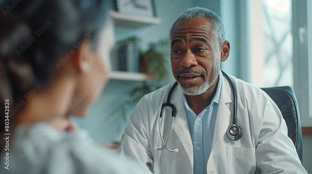 An image of a doctor and patient engaged in a consultation, with the doctor providing guidance and expertise while listening attentively. An image of a doctor and patient engaged in a consultation, with the doctor providing guidance and expertise while listening attentively.