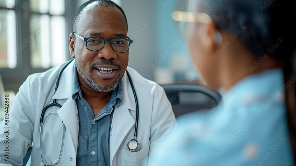 An image of a doctor and patient engaged in a consultation, with the doctor providing guidance and expertise while listening attentively. An image of a doctor and patient engaged in a consultation, with the doctor providing guidance and expertise while listening attentively.
