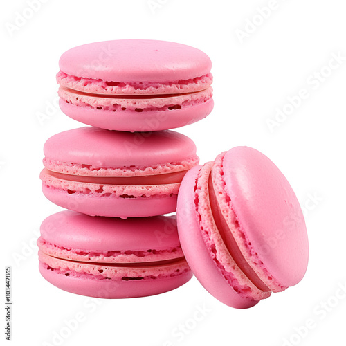 Pink macarons isolated on transparent or white background, png